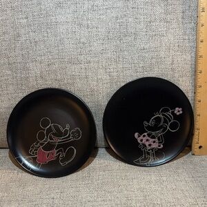 Disney Black Plates with Mickey and Minnie Designs